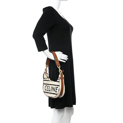 Celine Textile Medium Ava Shoulder Bag White Black 2 of 12
