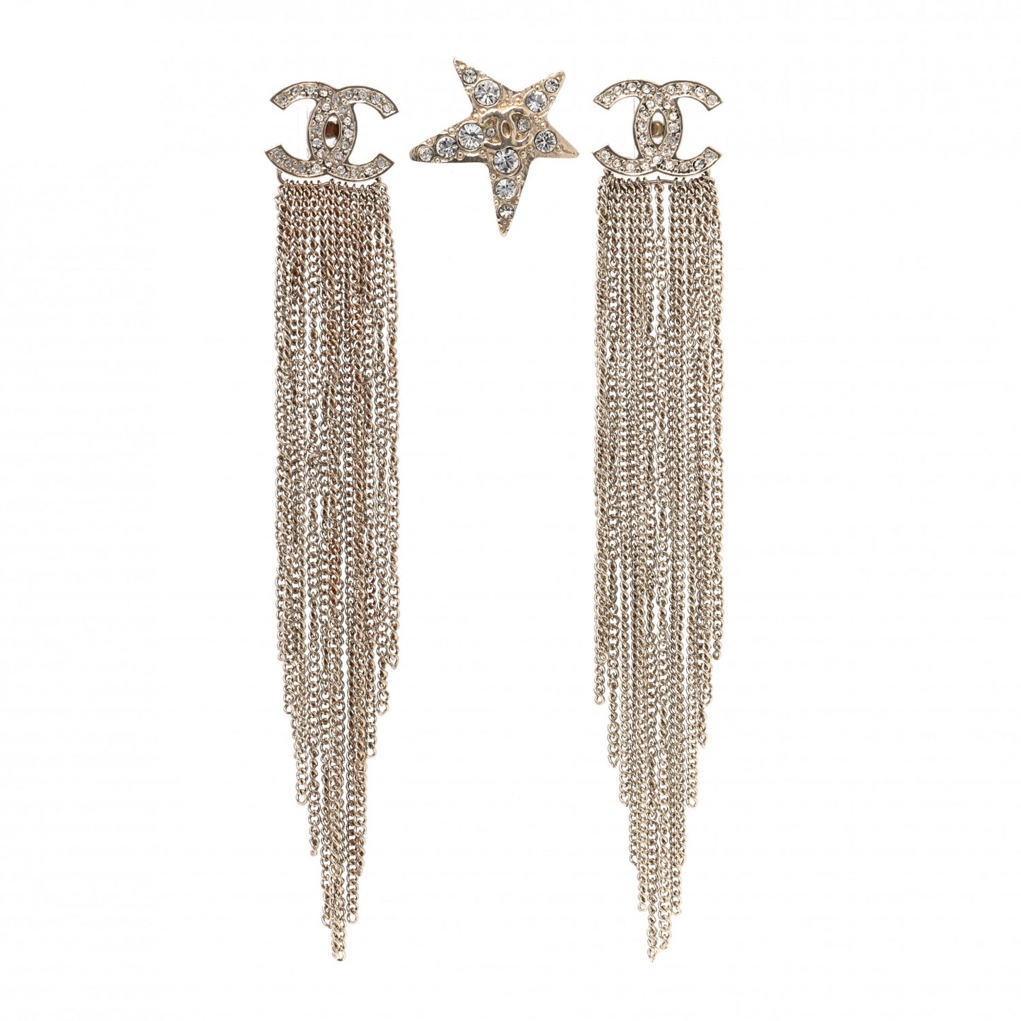 Crystal Chain CC Dangle Earphone Charms Gold