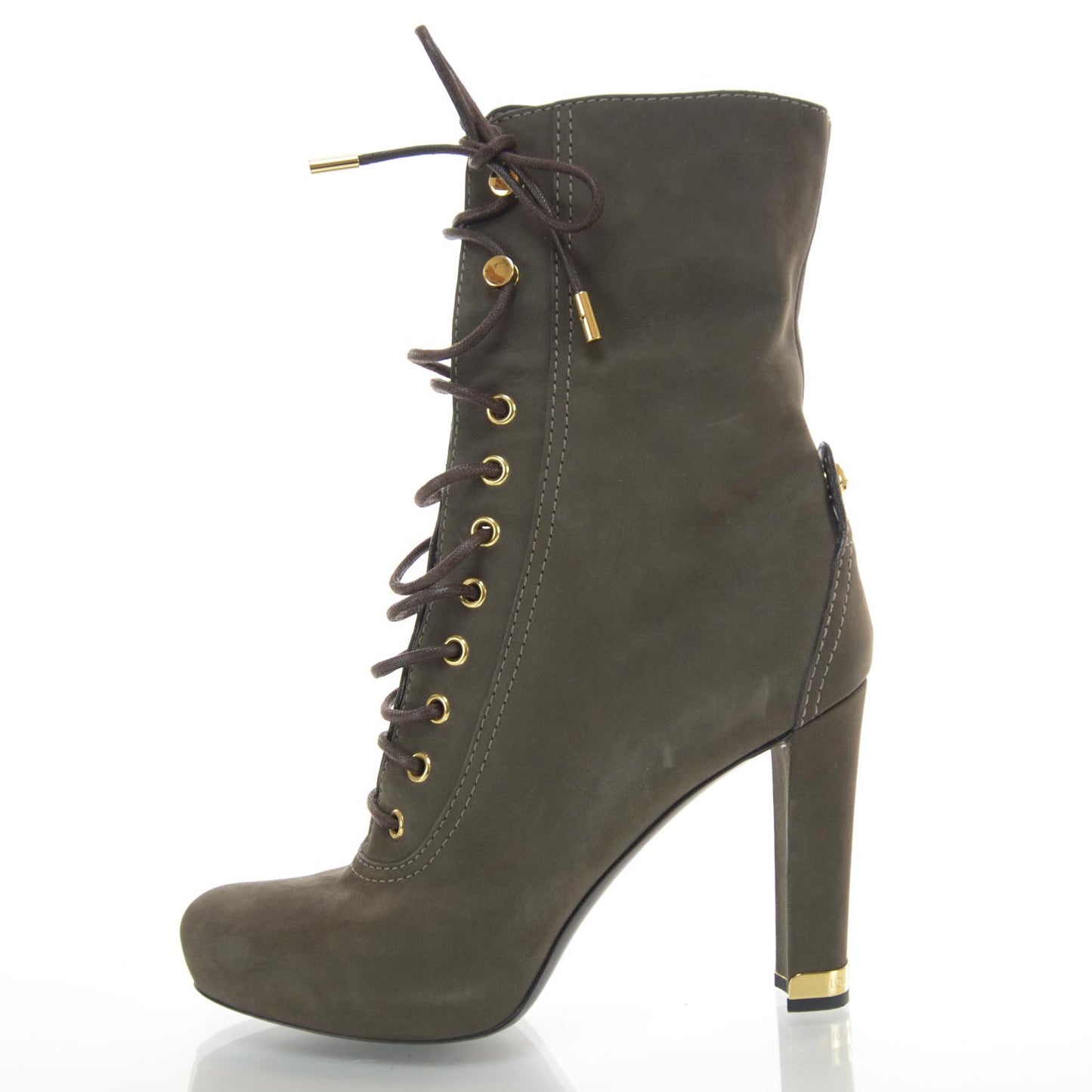 Suede Lace Up Short Boots 38 Brown