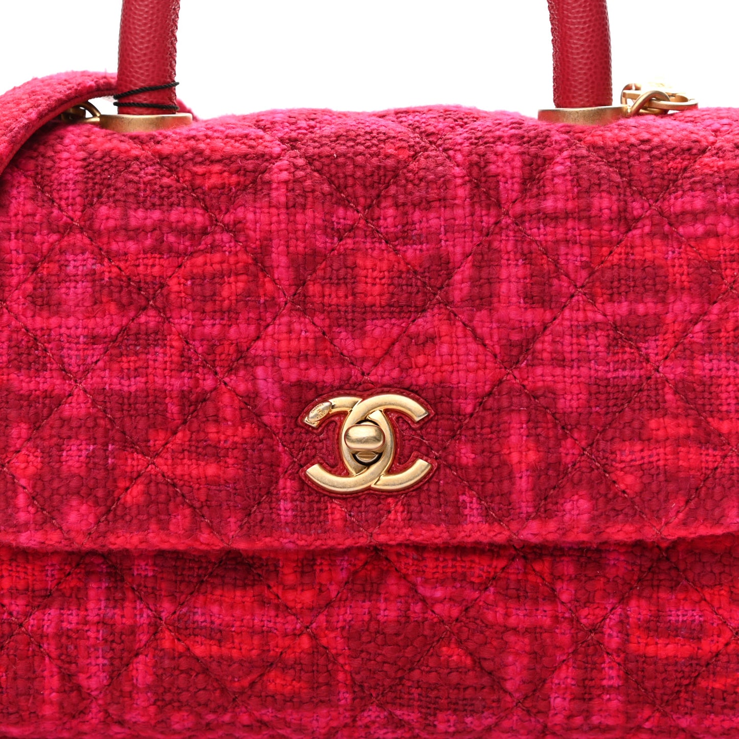 Tweed Mini Coco Handle Flap Fuchsia