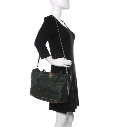 Valentino Garavani Vitello Medium Rockstud Tote Green 2 of 9