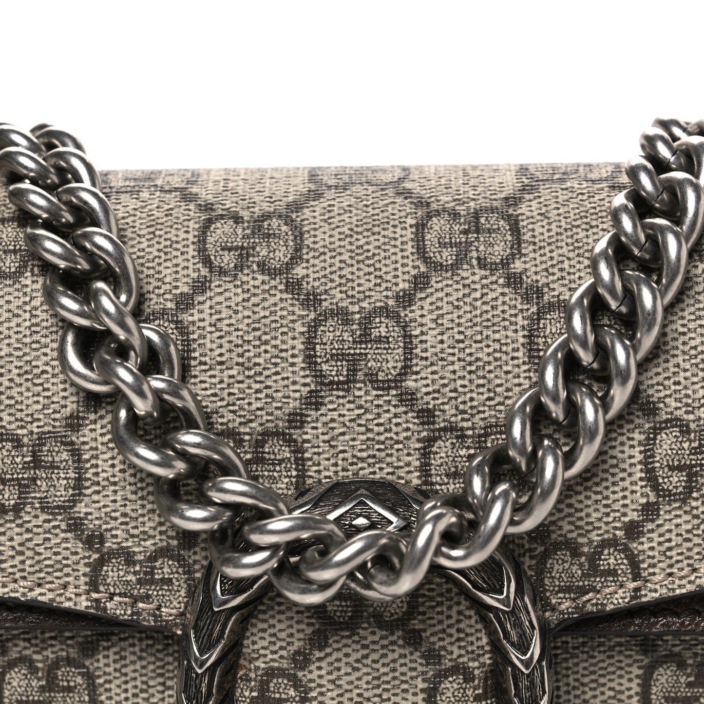 GG Supreme Web Monogram Textured Dollar Calfskin Dionysus Small Shoulder Bag Beige Ebony New Acero