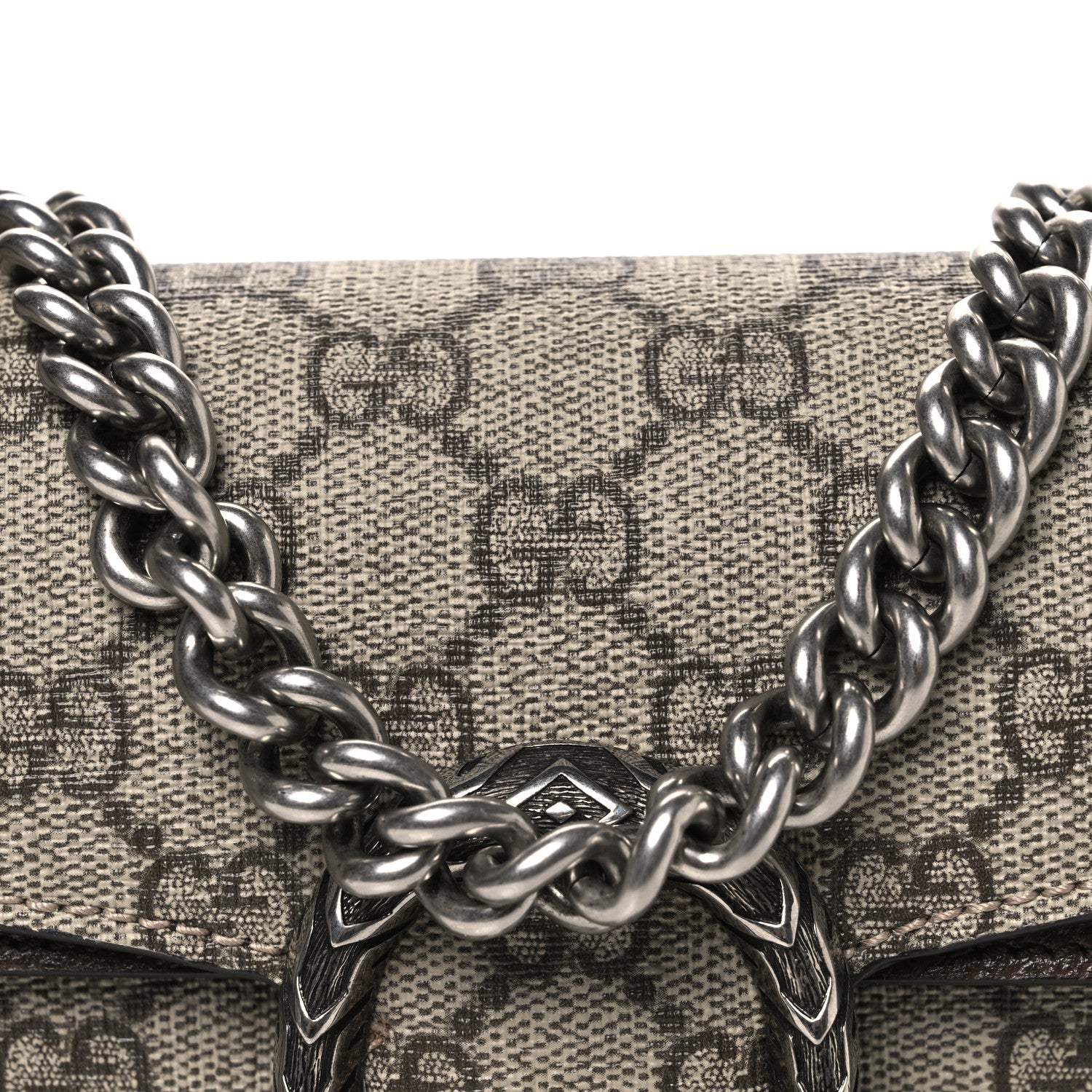 Gucci GG Supreme Web Monogram Textured Dollar Calfskin Dionysus Small Shoulder Bag Beige Ebony New Acero 8 of 10