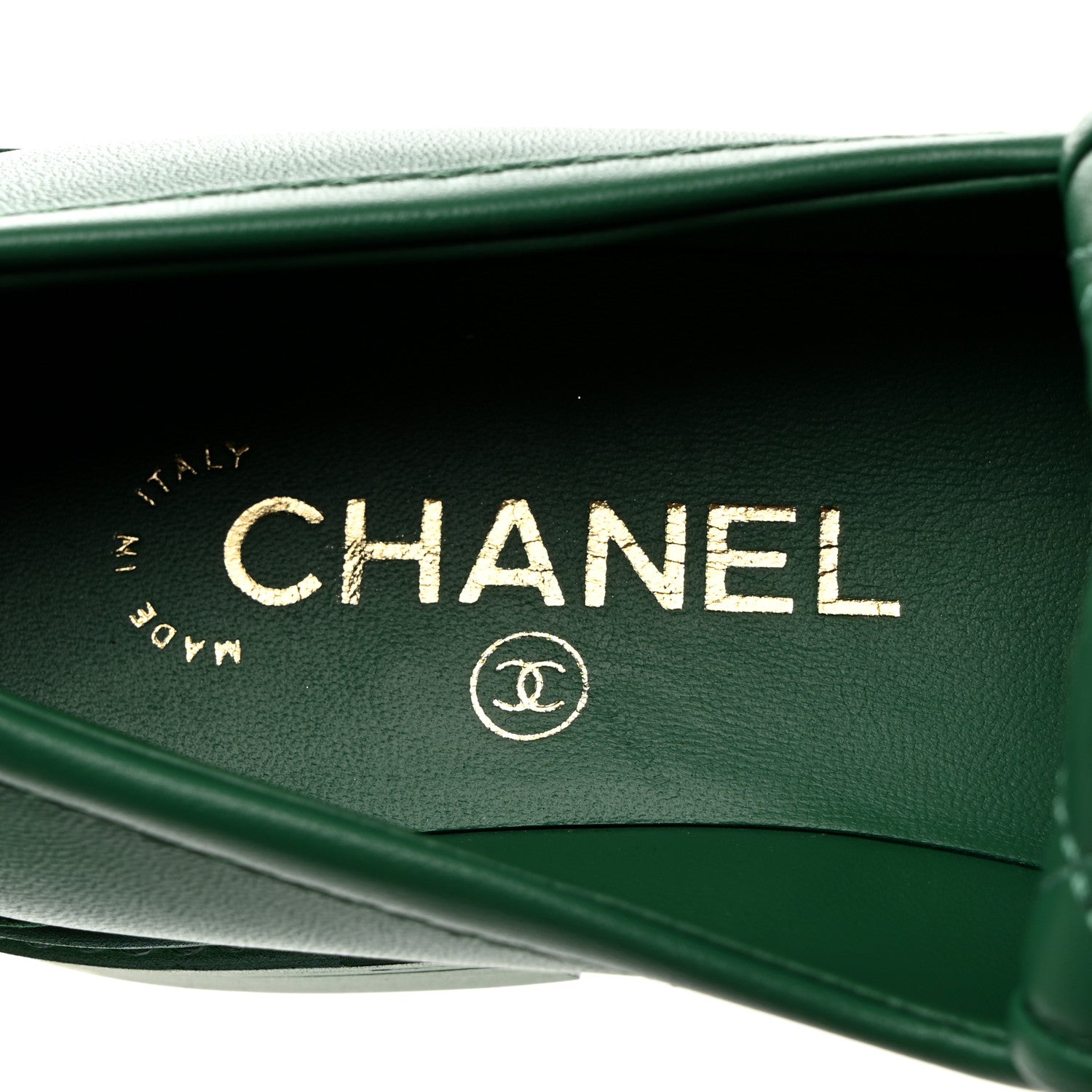Chanel Lambskin Quilted CC Turnlock Loafers 37.5 Green 6 of 8