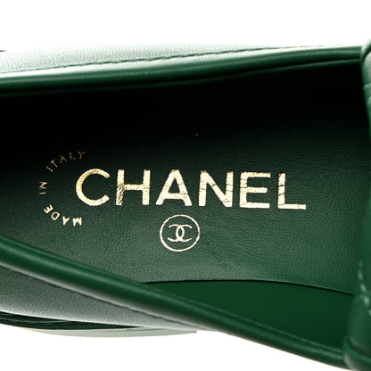 Chanel Lambskin Quilted CC Turnlock Loafers 37.5 Green 6 of 8