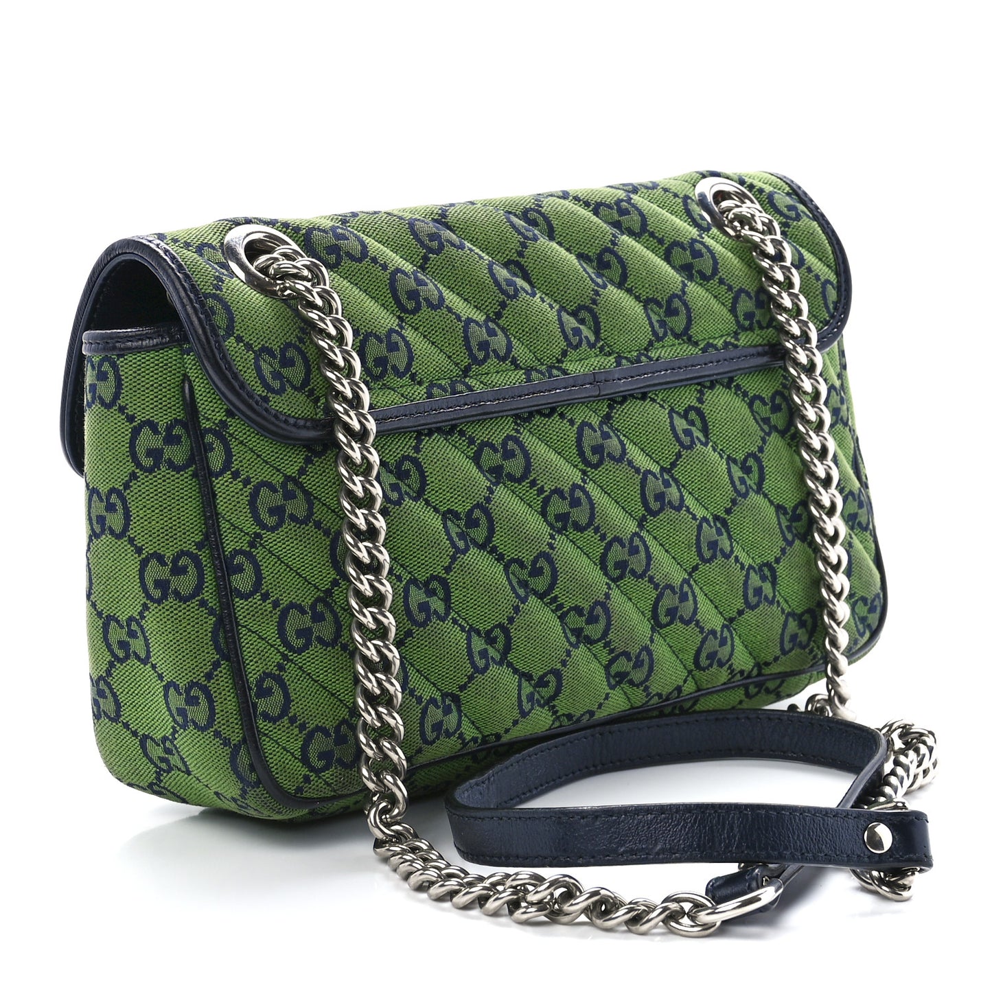 Monogram Multicolor Matelasse Diagonal Small GG Marmont Shoulder Bag Green Blue