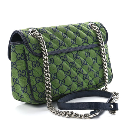 Gucci Monogram Multicolor Matelasse Diagonal Small GG Marmont Shoulder Bag Green Blue 3 of 13