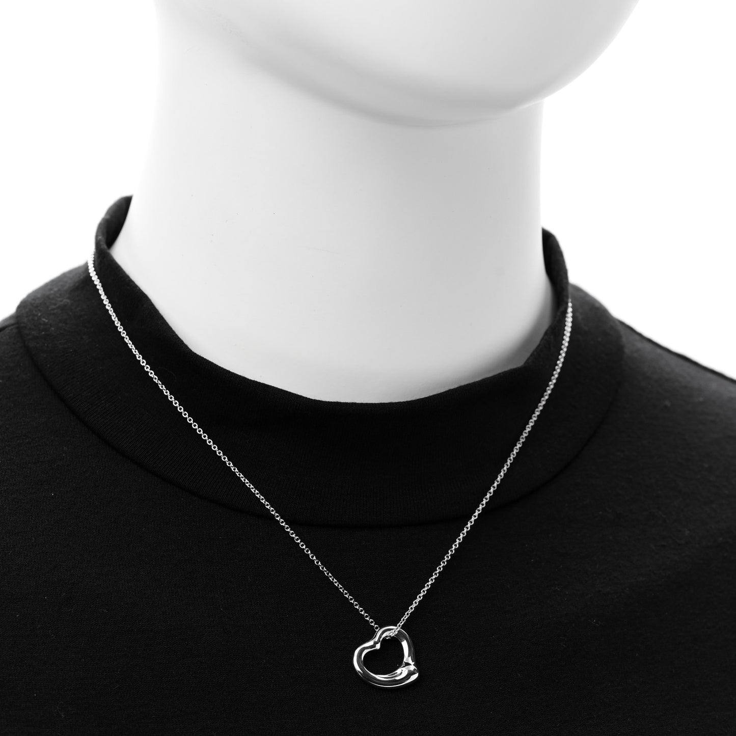 Sterling Silver 16mm Elsa Peretti Open Heart Pendant Necklace