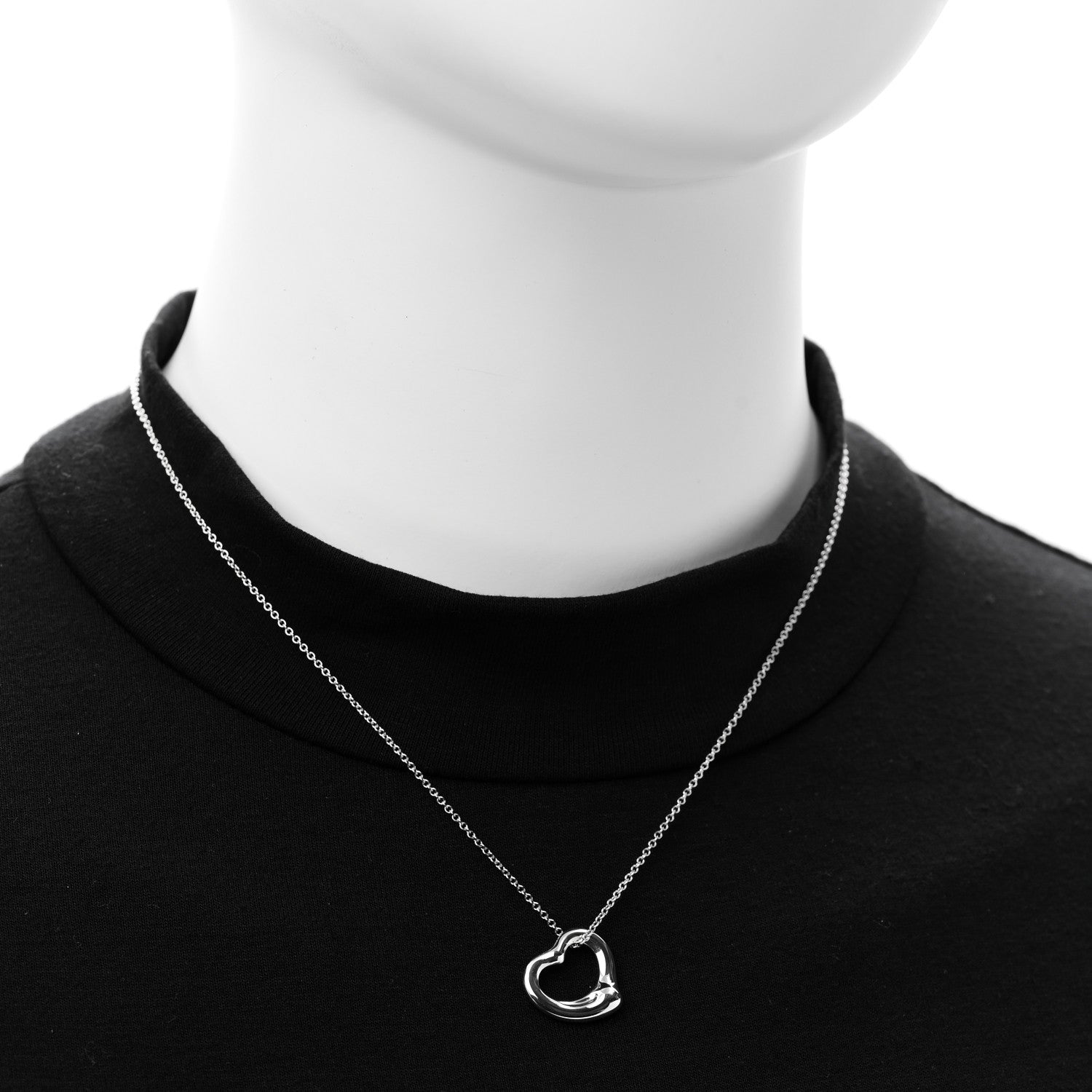 Tiffany Sterling Silver 16mm Elsa Peretti Open Heart Pendant Necklace 2 of 6
