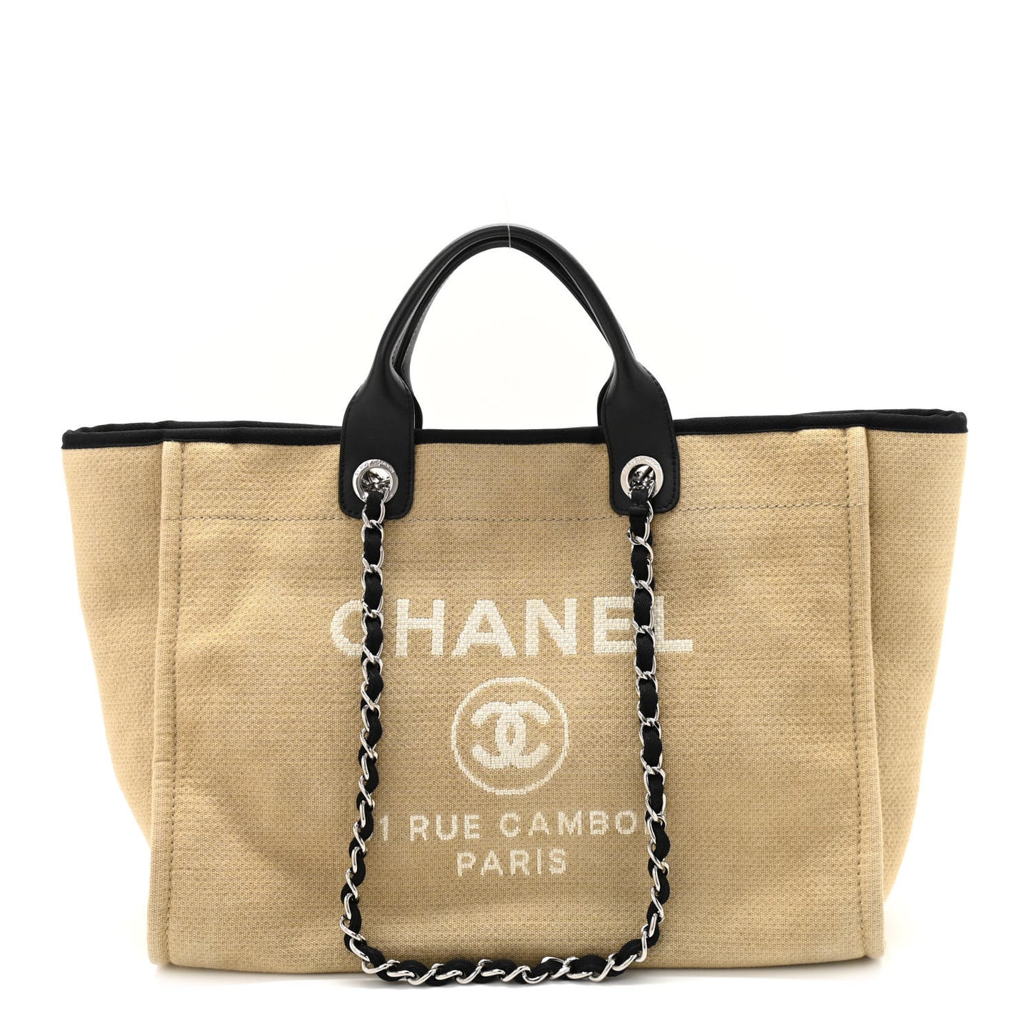 Canvas Medium Deauville Tote Beige Black