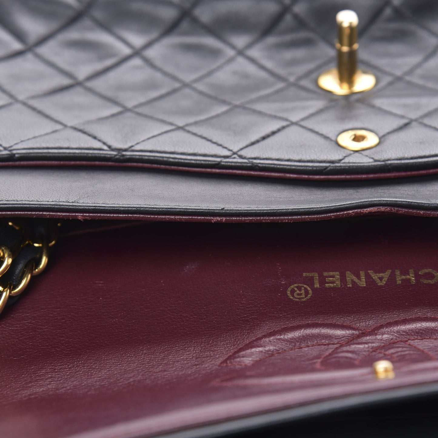 Lambskin Quilted Medium Double Flap Navy