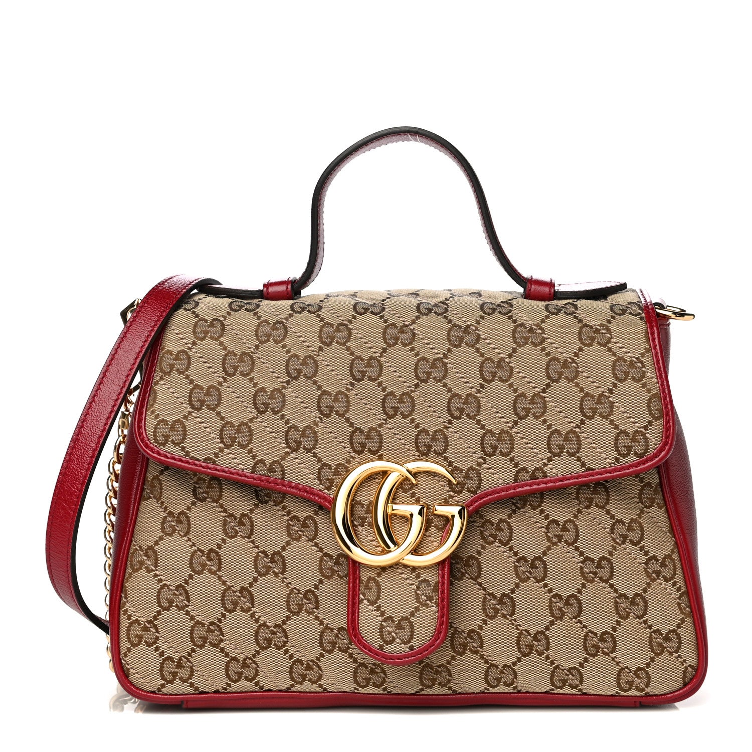 Gucci Monogram Azalea Calfskin Matelasse Diagonal Small GG Marmont Top Handle Shoulder Bag Beige Ebony New Cherry Red 1 of 13