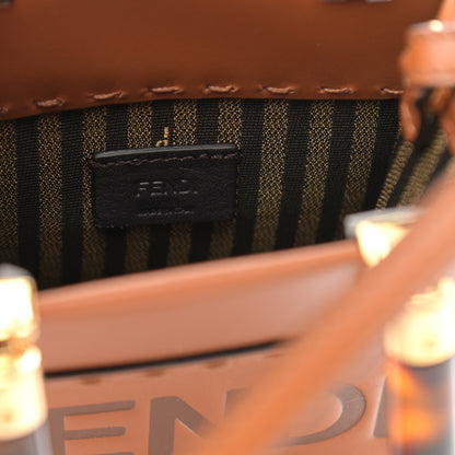 Fendi Vitello King Plexiglass Logo Embossed Mini Fendi Sunshine Shopper Tote Cuoio 6 of 11