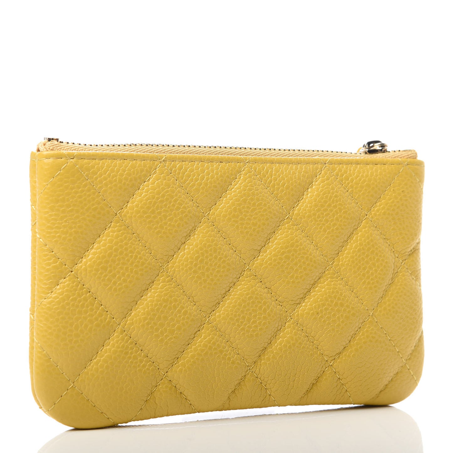 Caviar Quilted Small Cosmetic Case Yellow