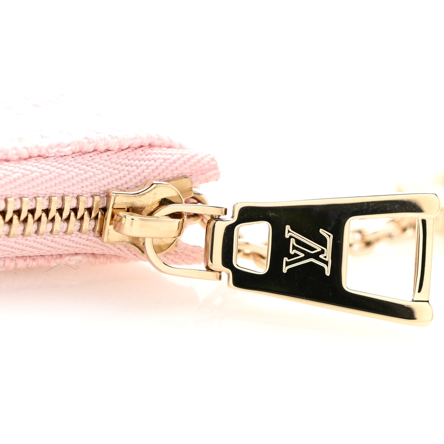 Monogram Denim Key Pouch Washed Pink