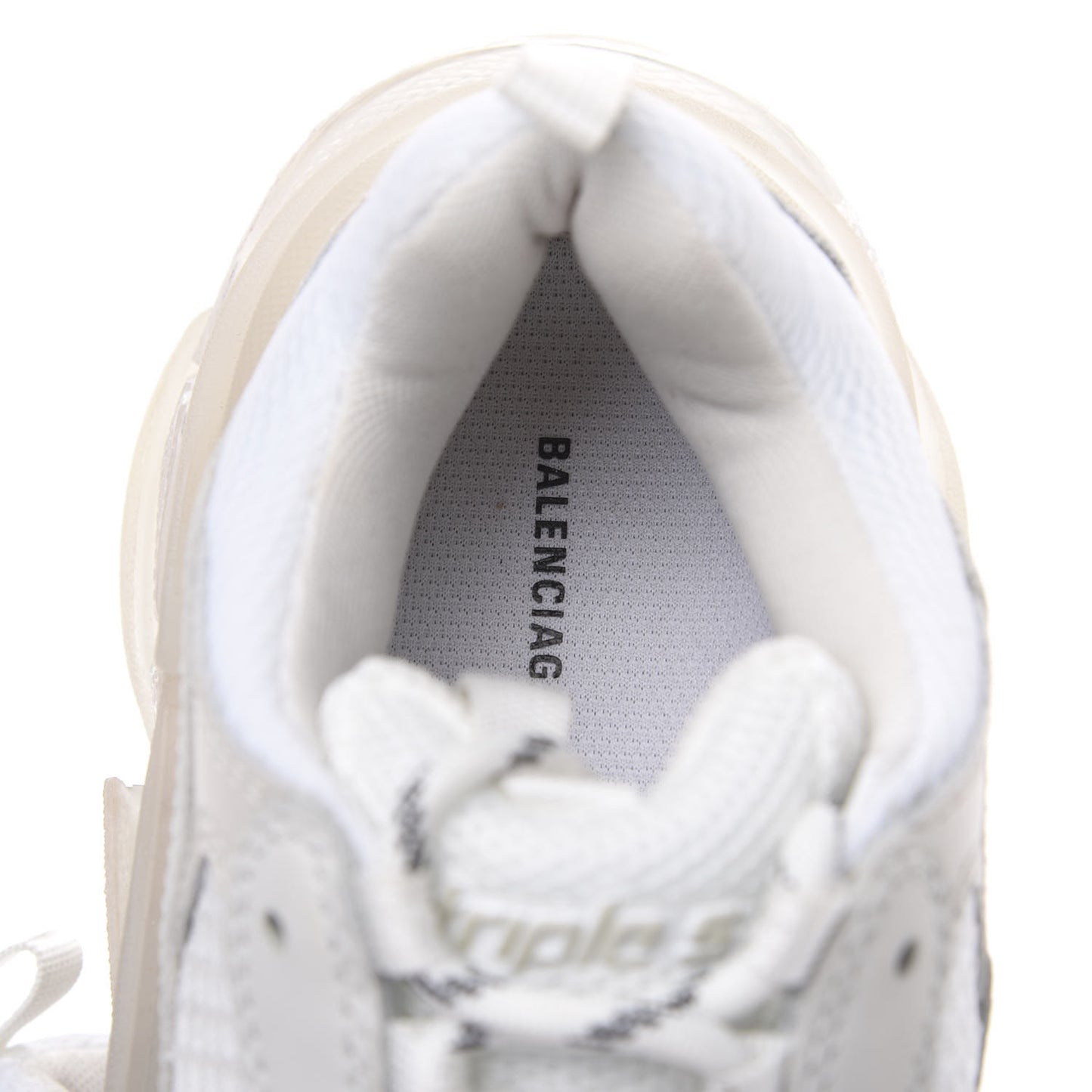 Fabric Mesh Clear Sole Womens Triple S Sneakers 39 White