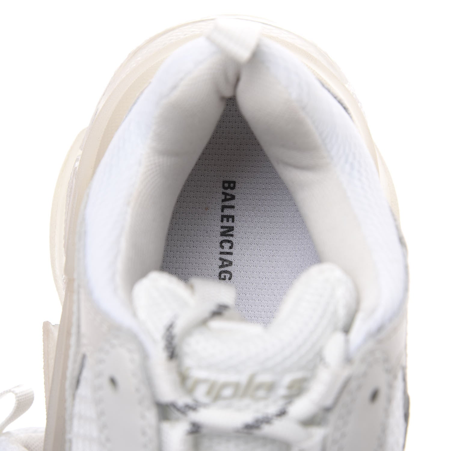 Balenciaga Fabric Mesh Clear Sole Womens Triple S Sneakers 39 White 7 of 8