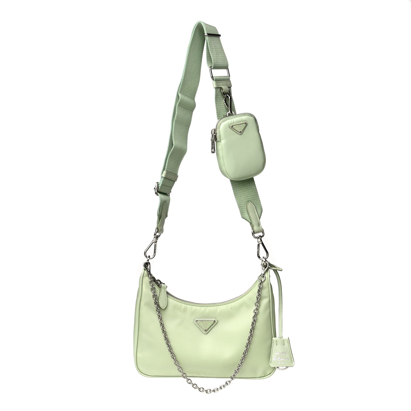 Re-Nylon Saffiano Re-Edition 2005 Shoulder Bag Acqua
