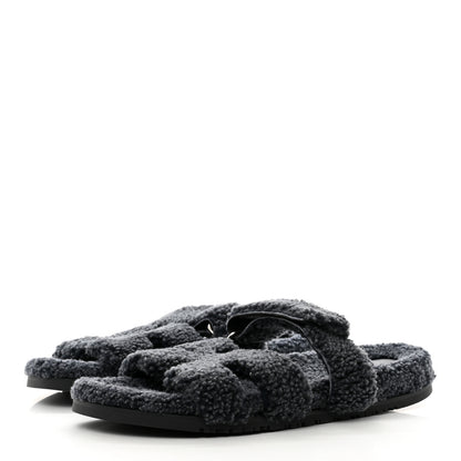 Hermes Woolskin Mens Chypre Sandals 42 Gris Chiné 3 of 8