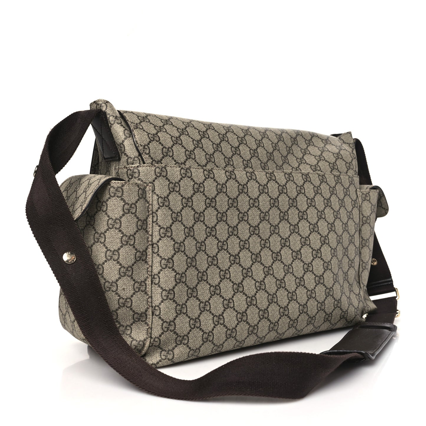 GG Plus Monogram Messenger Diaper Bag Dark Brown