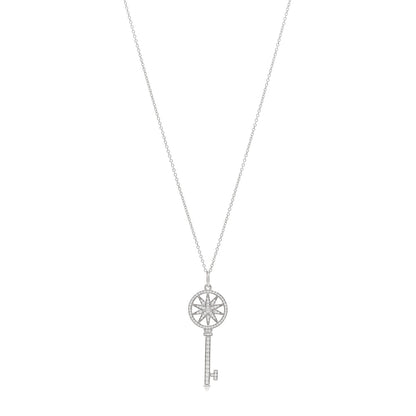 Tiffany Platinum Diamond Star Key Pendant Necklace 1 of 5