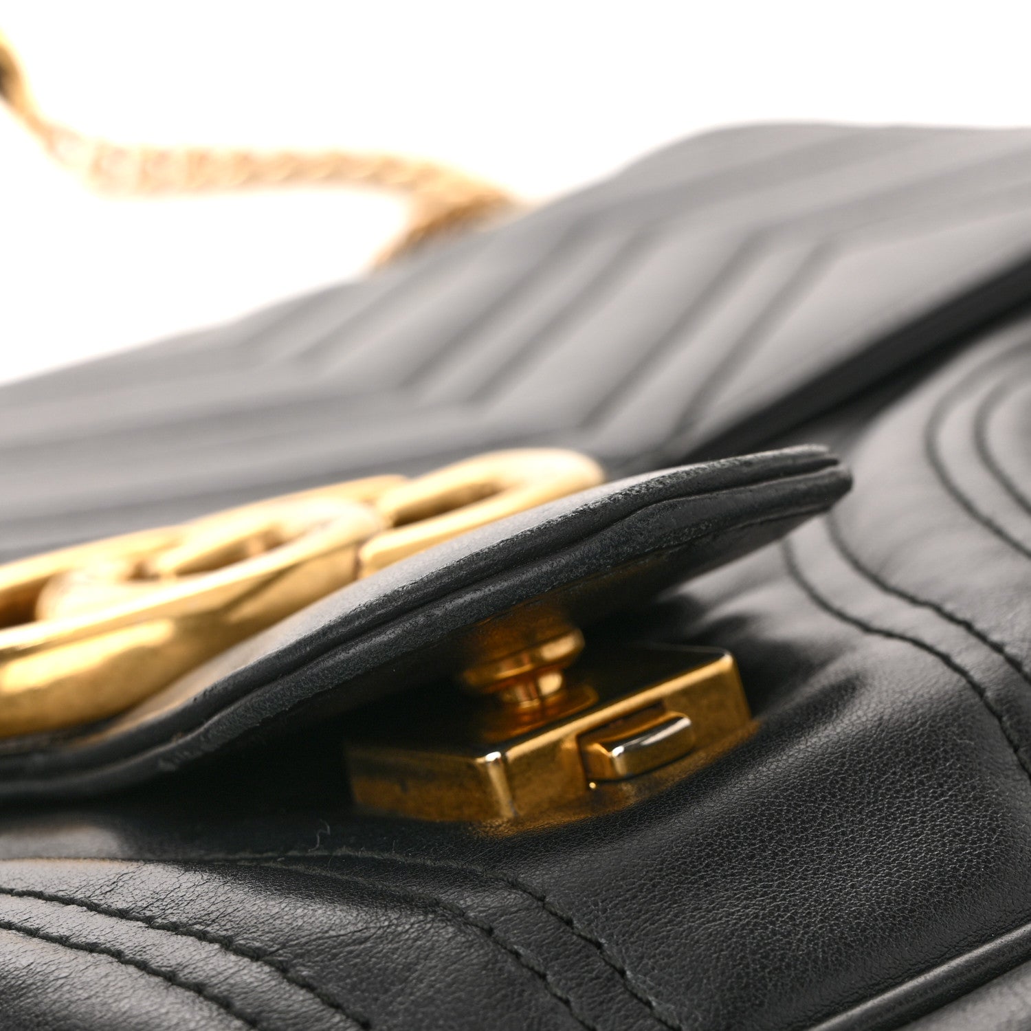 Gucci Calfskin Matelasse Large GG Marmont Shoulder Bag Black 12 of 15