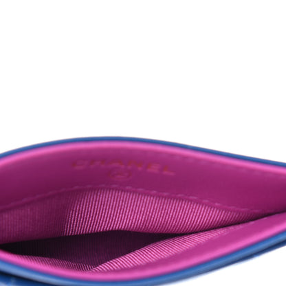 Chanel Lambskin Quilted Card Holder Blue Pink 5 of 9