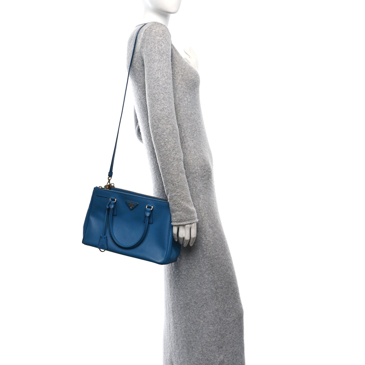Saffiano Small Galleria Double Zip Tote Cobalto
