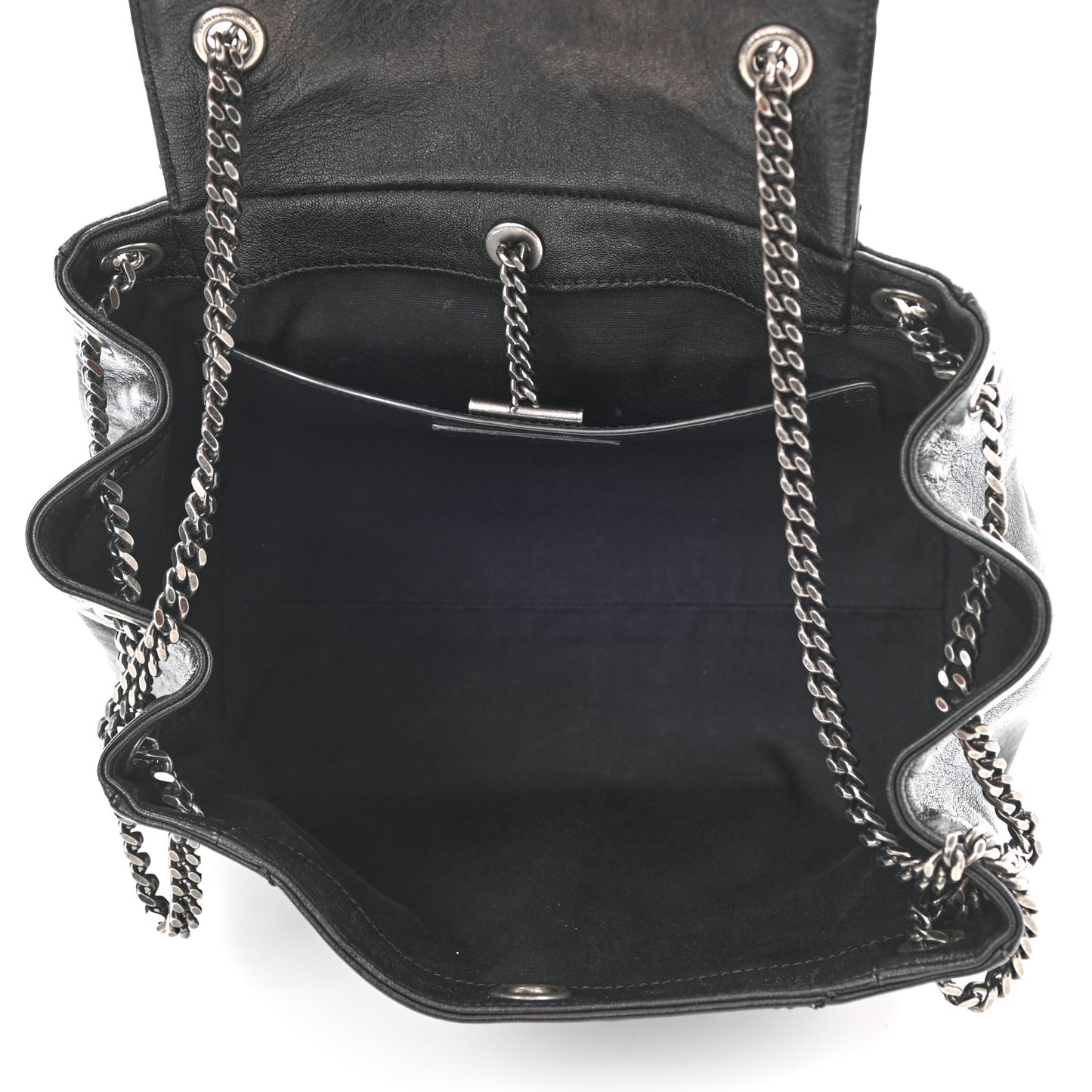 Vintage Lambskin Chevron Monogram Small Nolita Black