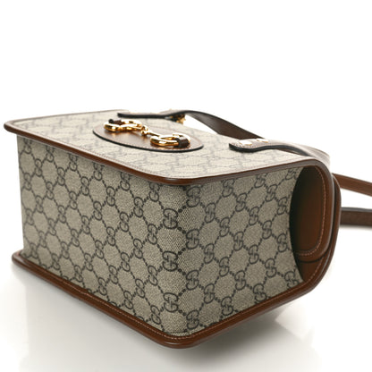 Gucci GG Supreme Monogram Azalea Calfskin Mini Horsebit 1955 Foldover Top Handle Bag Beige Ebony Brown Sugar 10 of 10