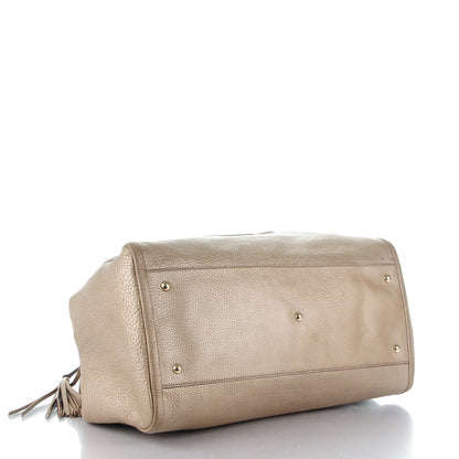 Gucci Metallic Pebbled Calfskin Large Soho Shoulder Bag Golden Beige 4 of 7