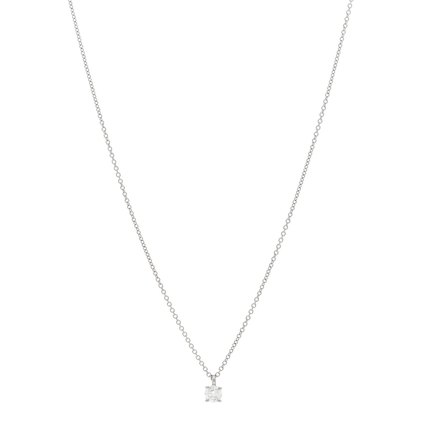 Tiffany Platinum Diamond .20ct Solitaire Pendant Necklace 1 of 5