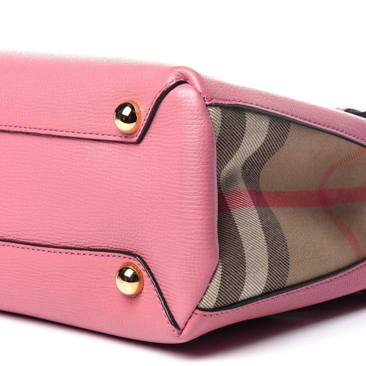 Burberry Grainy Calfskin House Check Small Banner Tote Mauve Pink 10 of 13