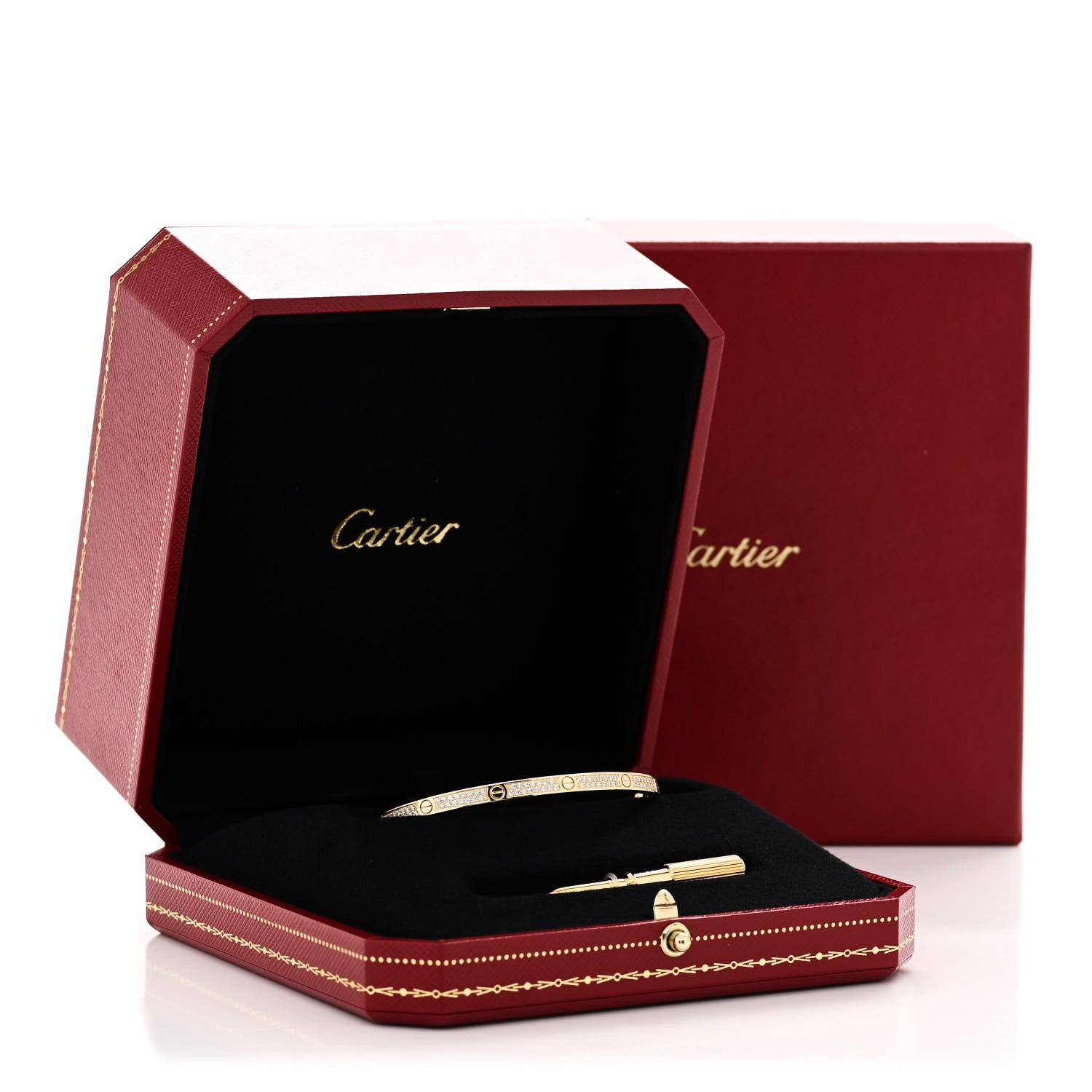 Cartier 18K Yellow Gold Diamond Small LOVE Paved Bracelet 17 7 of 7