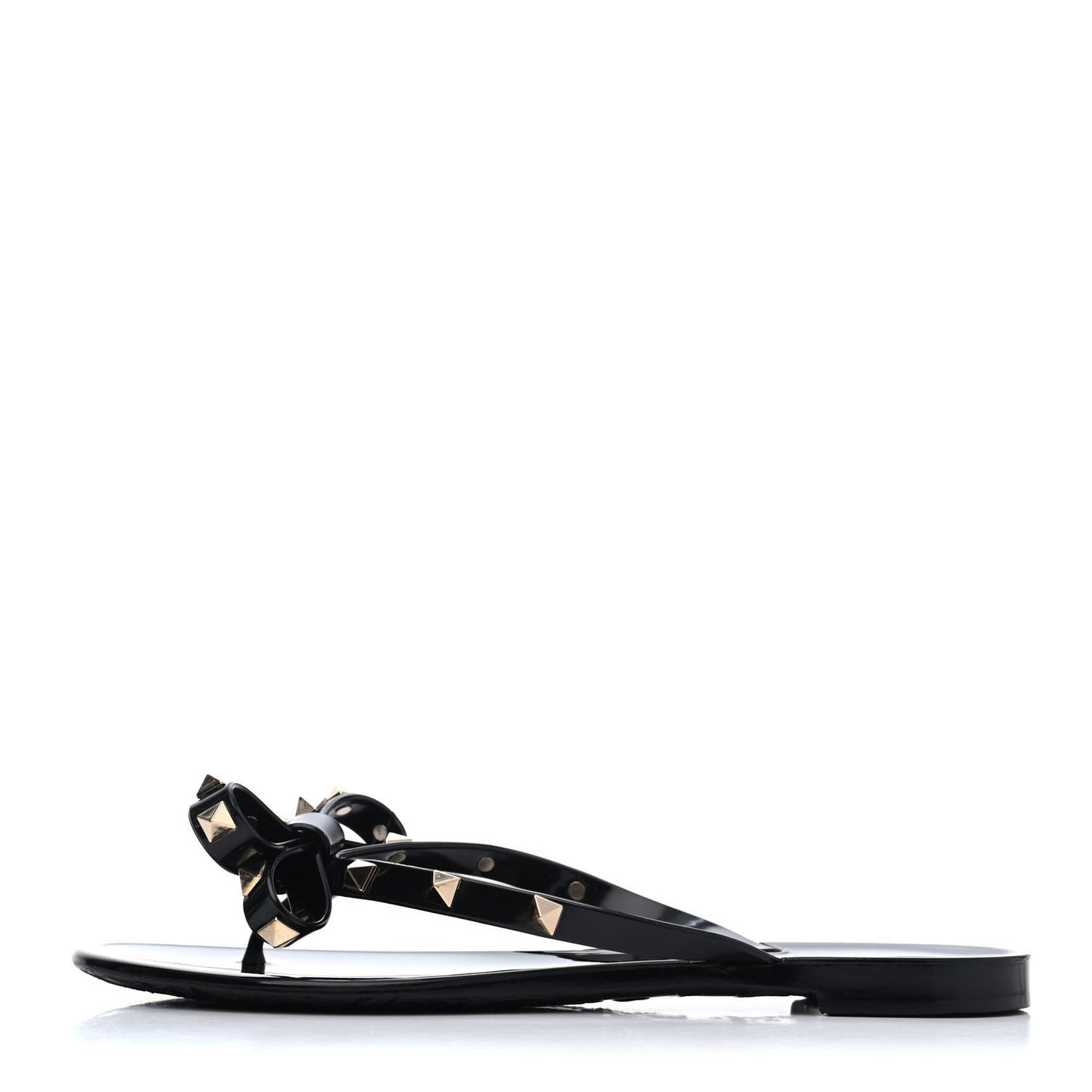 PVC Jelly Rockstud Bow Thong Sandals 37 Black