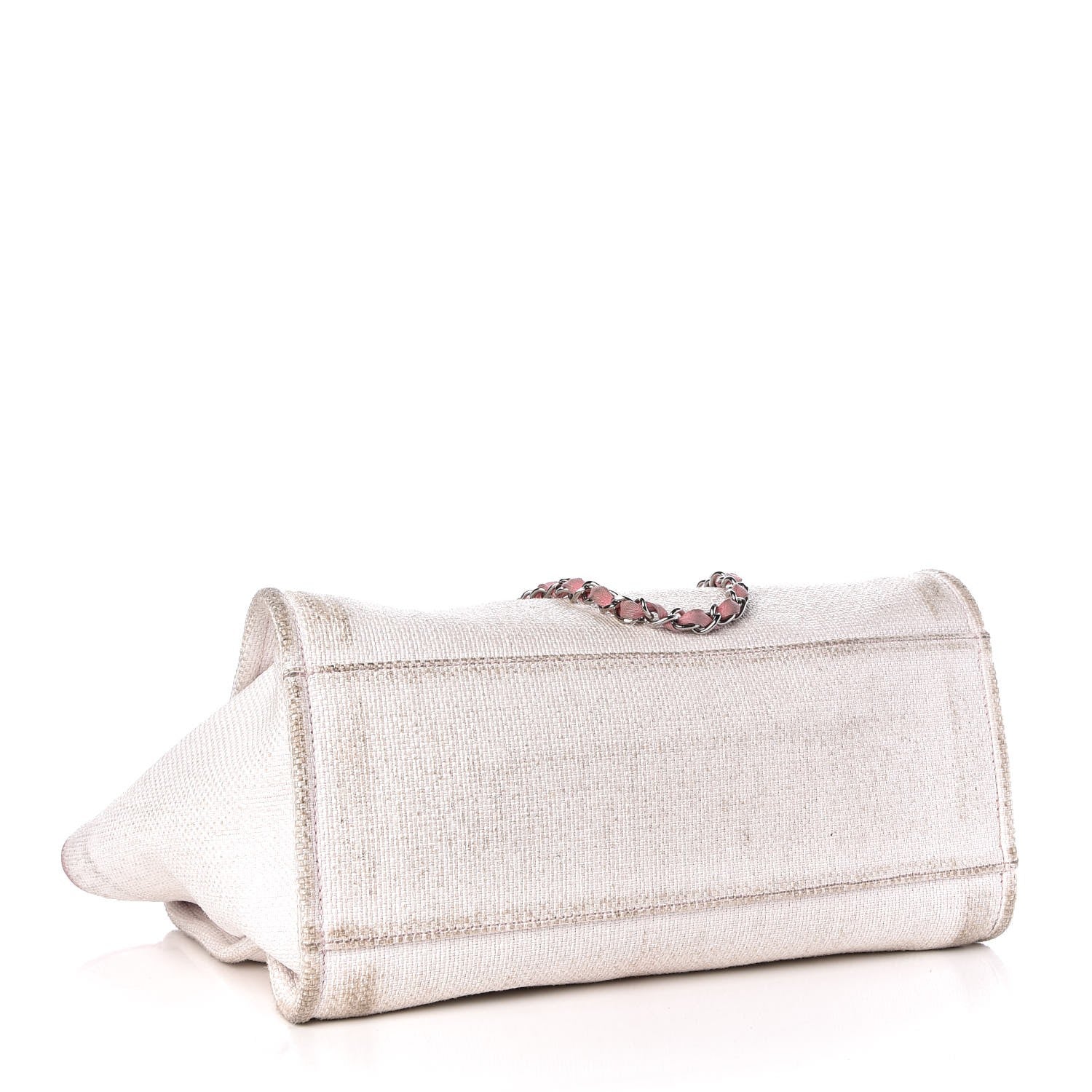 Chanel Canvas Large Deauville Tote White Pink 4 of 24