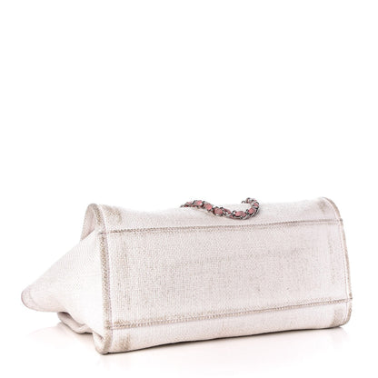 Chanel Canvas Large Deauville Tote White Pink 4 of 24