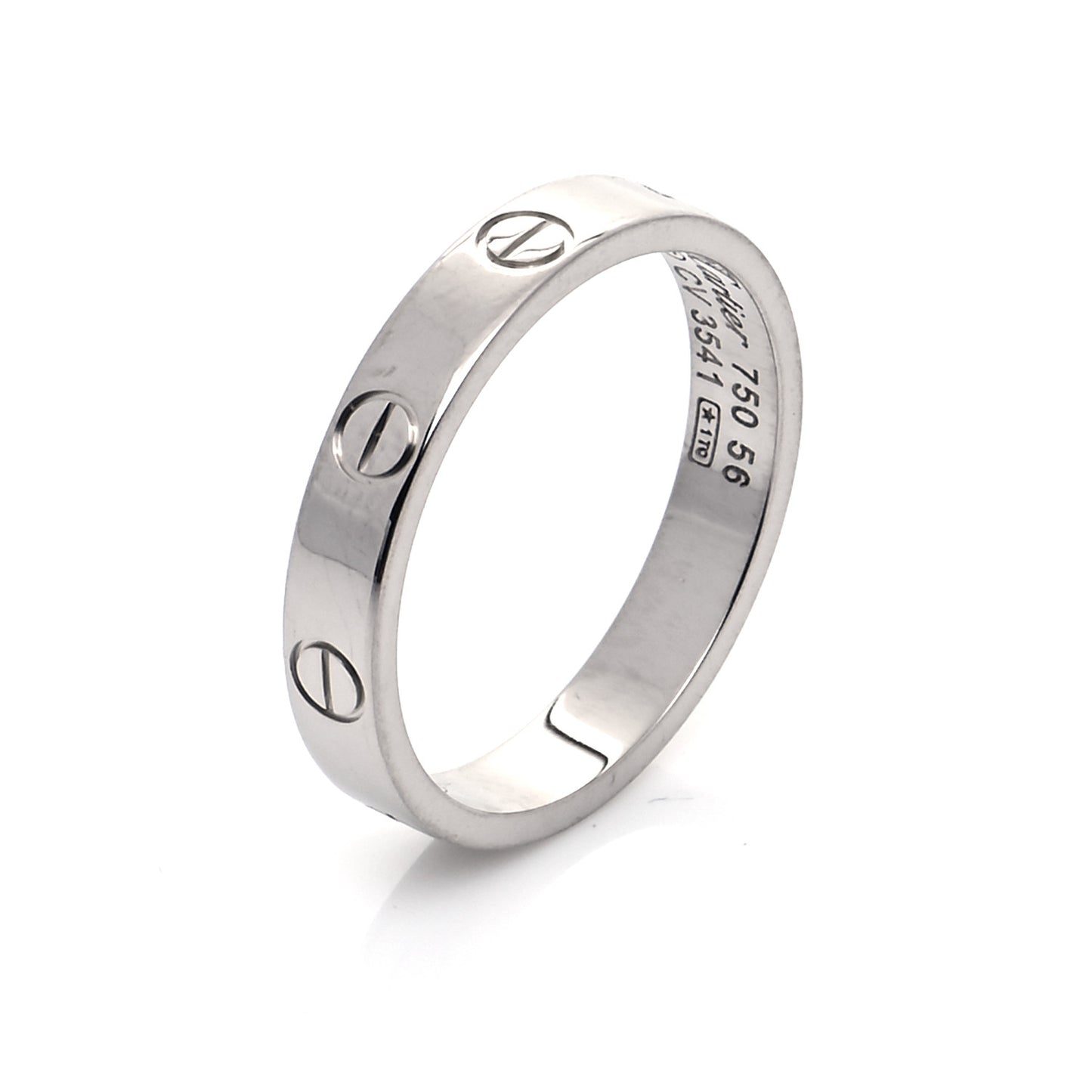 18K White Gold 3.5mm LOVE Wedding Band Ring 56 7.5
