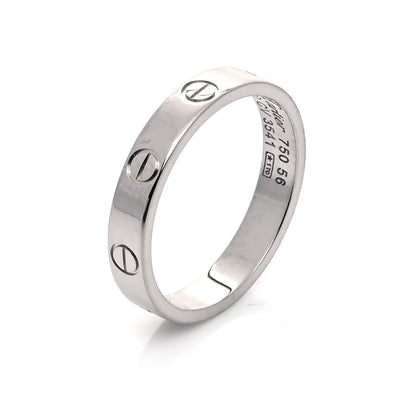 Cartier 18K White Gold 3.5mm LOVE Wedding Band Ring 56 7.5 4 of 5