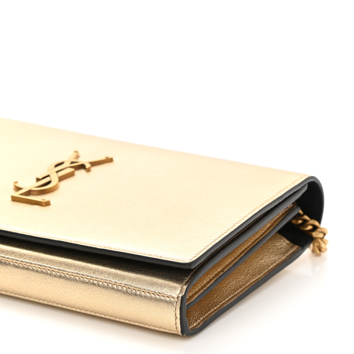 Saint Laurent Metallic Calfskin Medium Classic Monogram Kate Satchel Gold 10 of 10