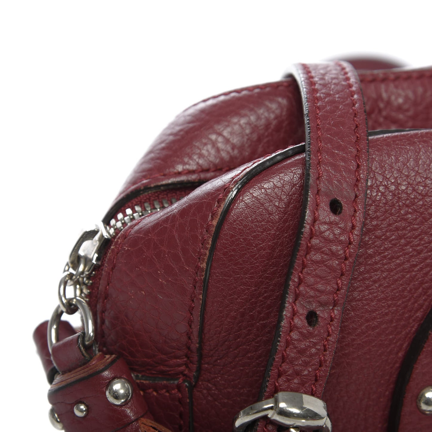 Pebbled Calfskin Studded Small Soho Disco Bag Soft Burgundy