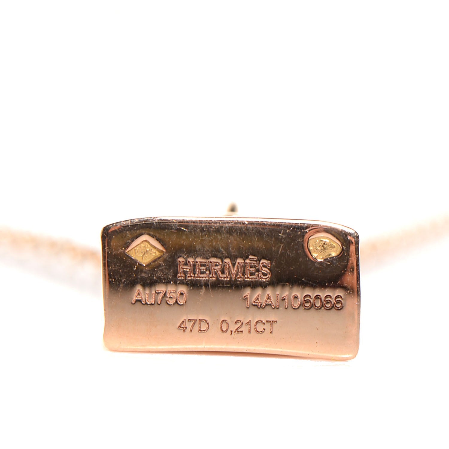 Hermes 18K Rose Gold Diamond Kelly Amulette Pendant Necklace 3 of 5