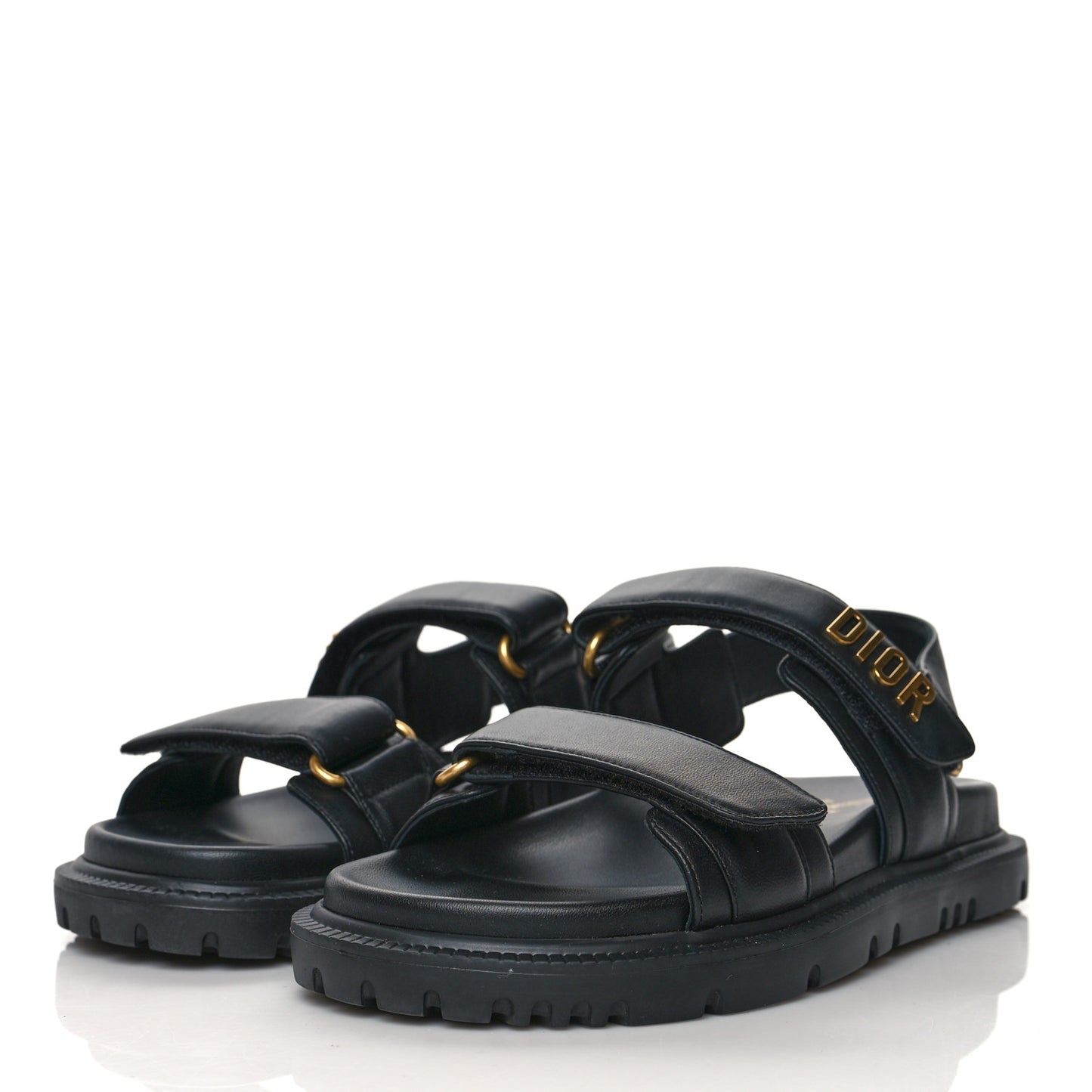 Lambskin Dioract Sandals 36 Black