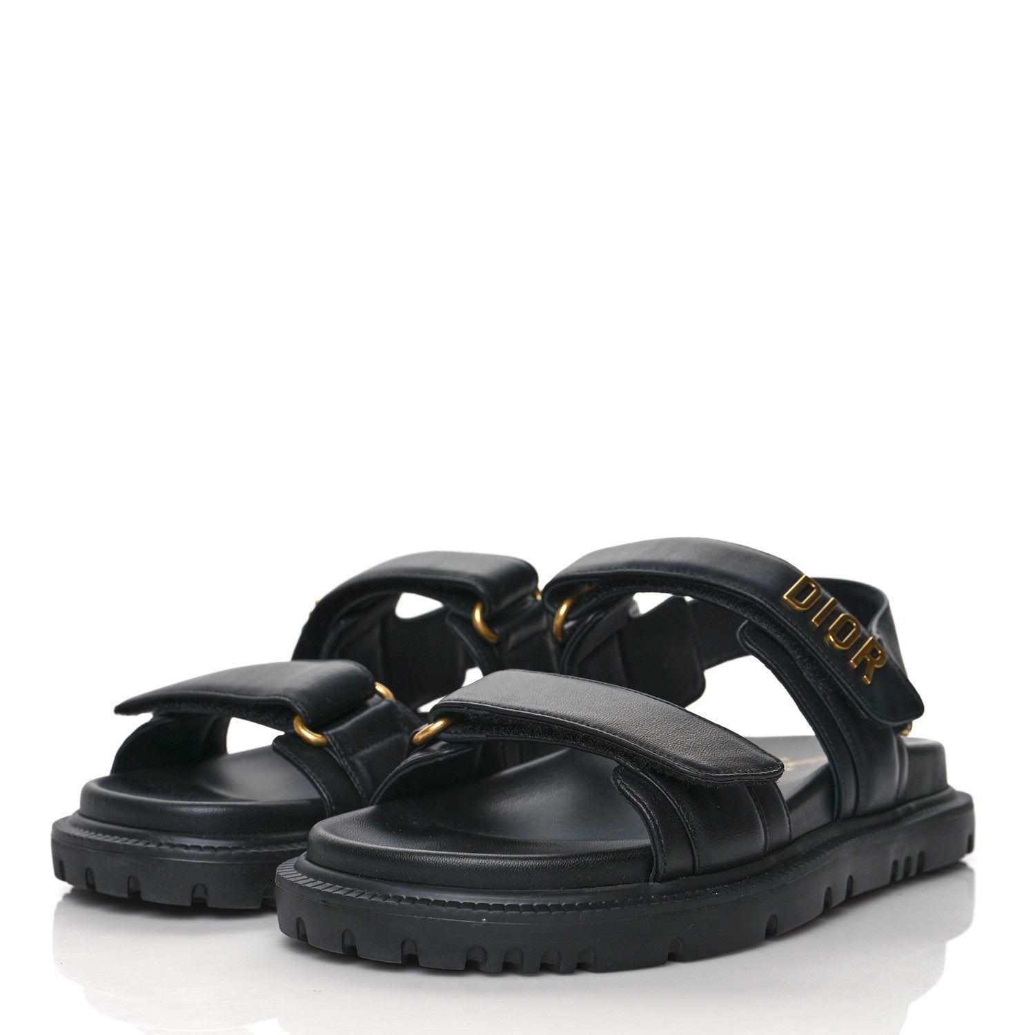 Christian Dior Lambskin Dioract Sandals 36 Black 3 of 9