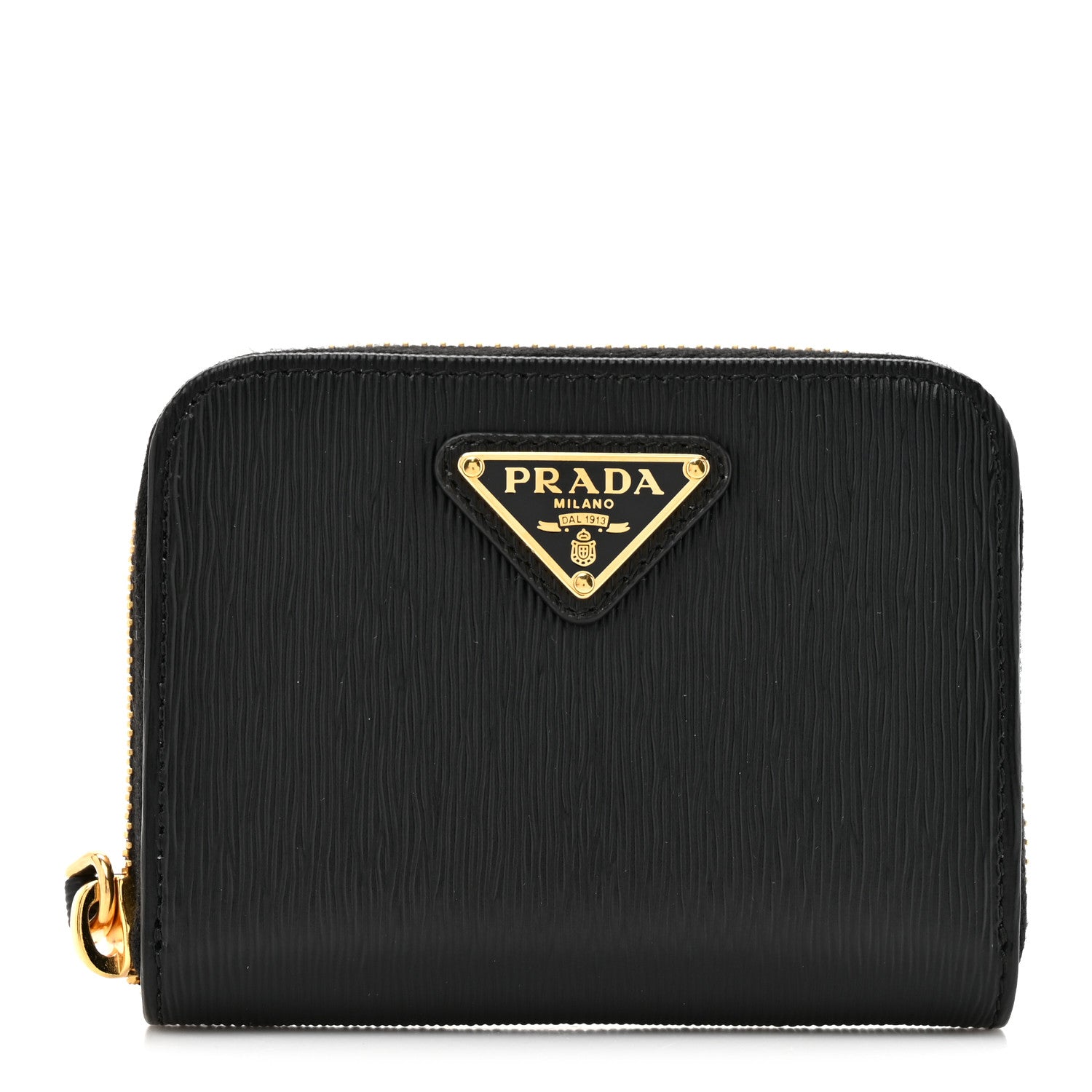 Prada Vitello Move Triangle Logo Zip Coin Purse Black 1 of 8