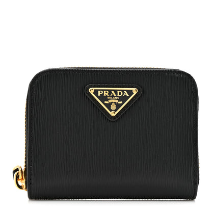 Prada Vitello Move Triangle Logo Zip Coin Purse Black 1 of 8