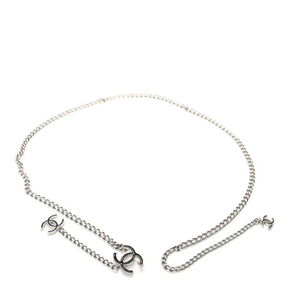 Chanel Enamel CC Chain Logo Belt Silver Black 1 of 5