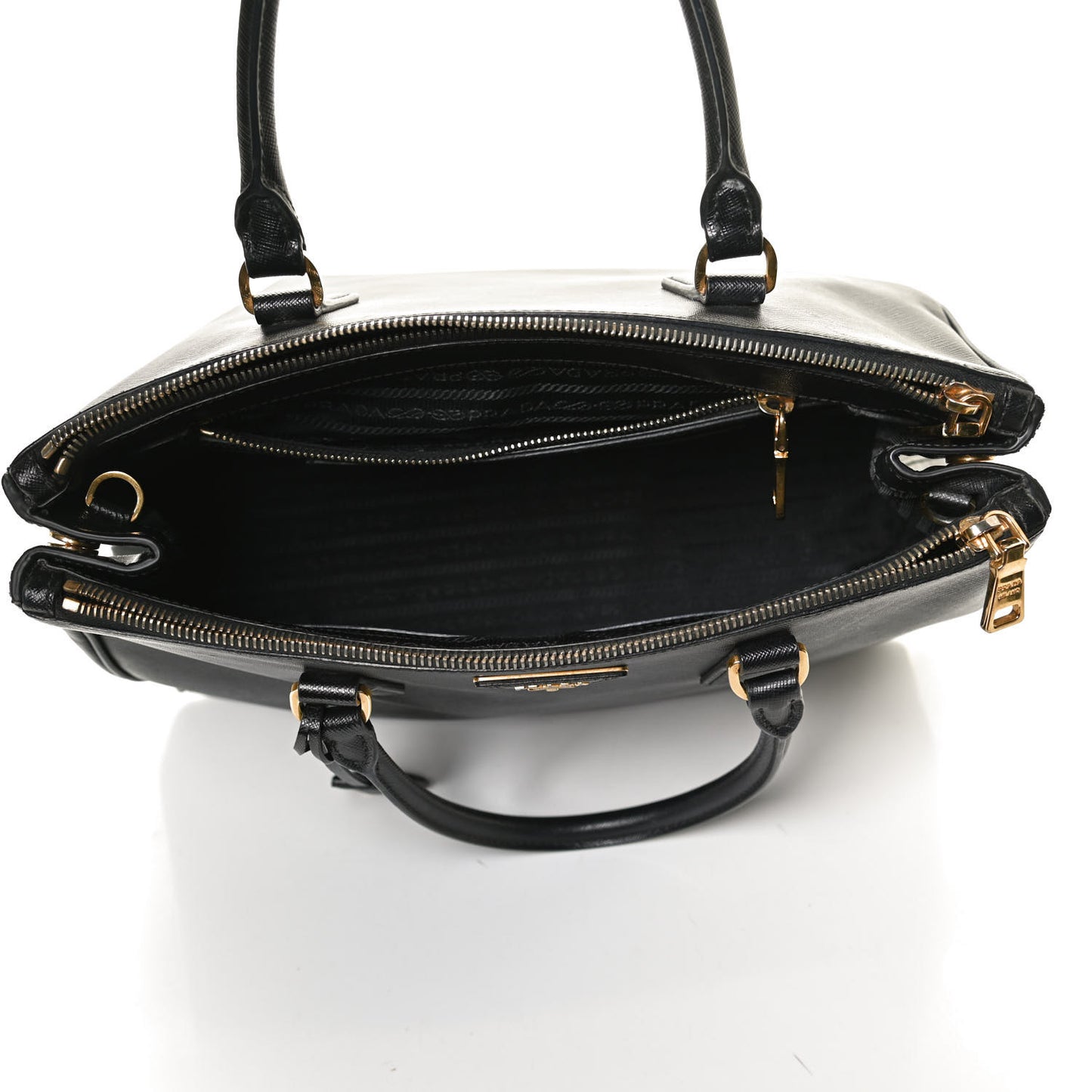 Saffiano Small Galleria Double Zip Tote Black