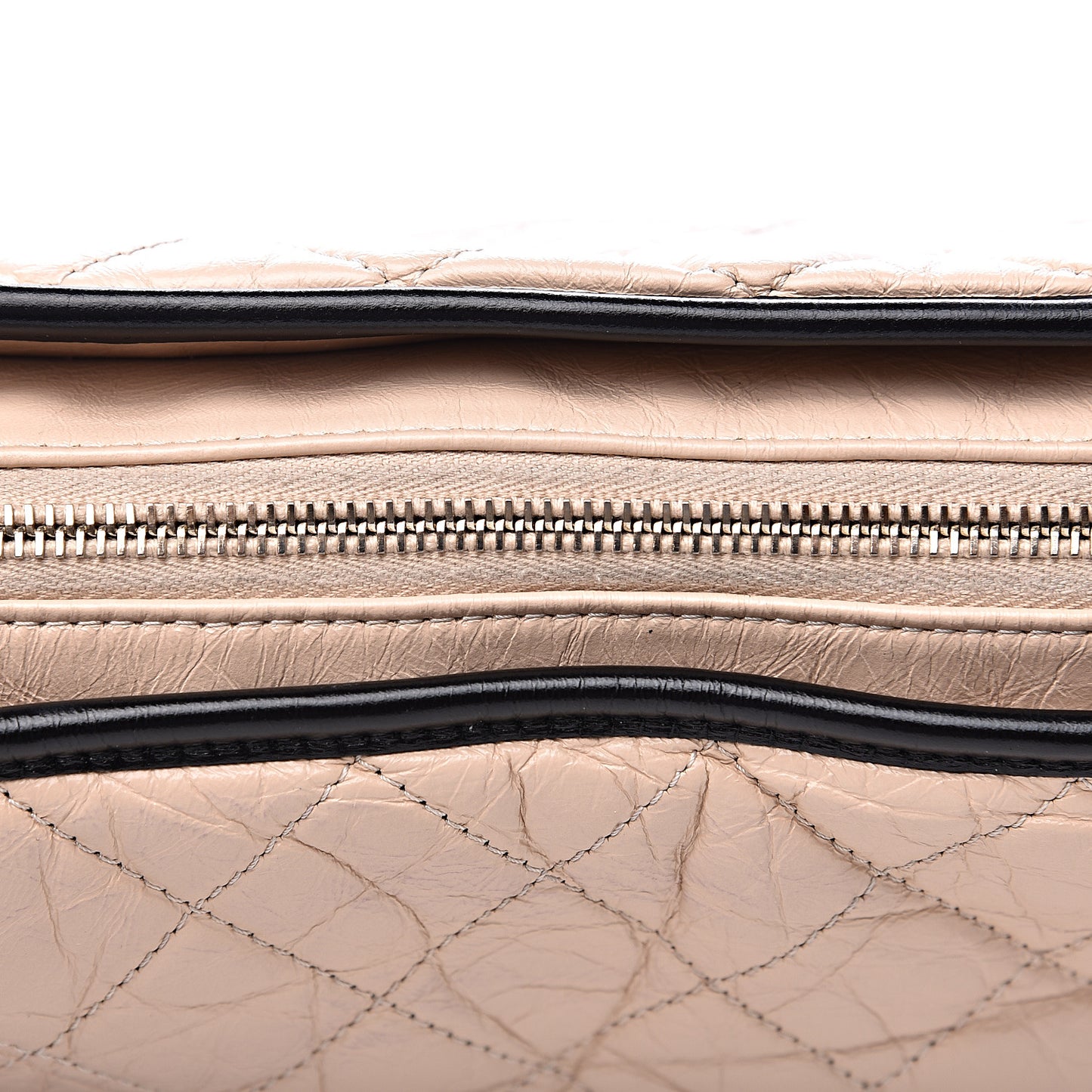 Aged Calfskin Quilted Medium Gabrielle Hobo Beige Black