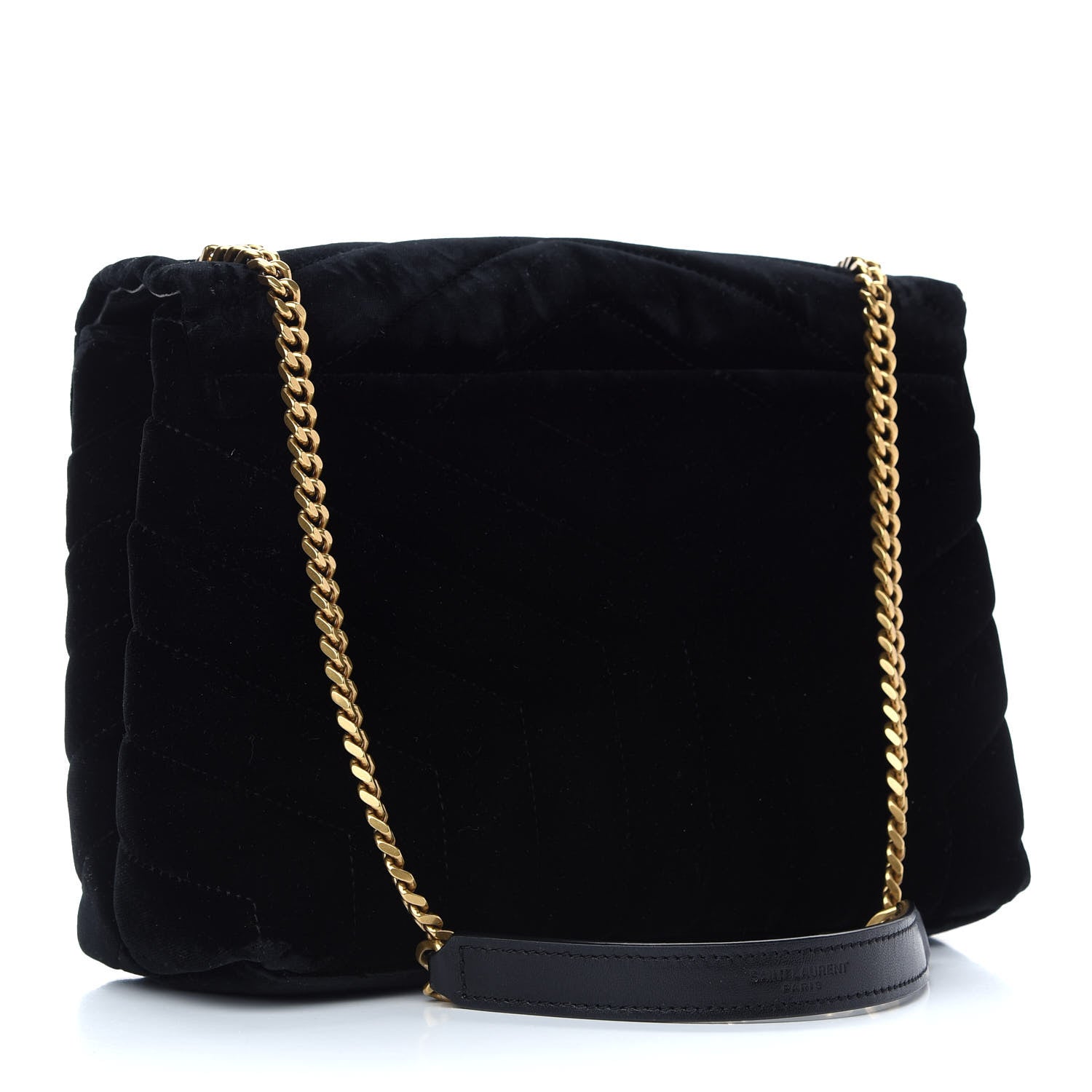 Saint Laurent Velvet Y Quilted Monogram Small Loulou Chain Satchel Black 2 of 12